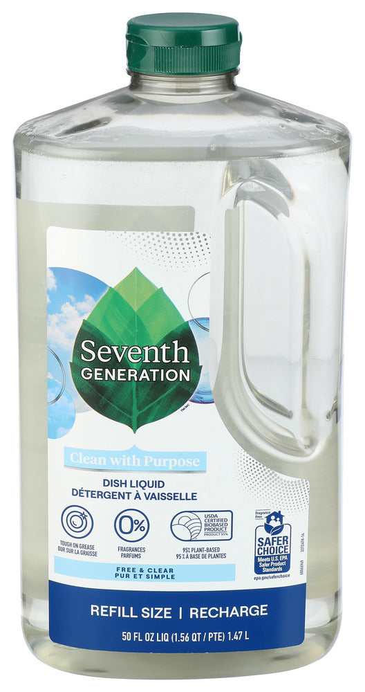 Seventh Generation Dishwashing Liquid – Free & Clear (50 oz / 1.47 L)