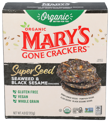 Mary’s Gone Crackers Super Seed Crackers – Sweet & Savory Black Sesame (4 oz / 113 g)