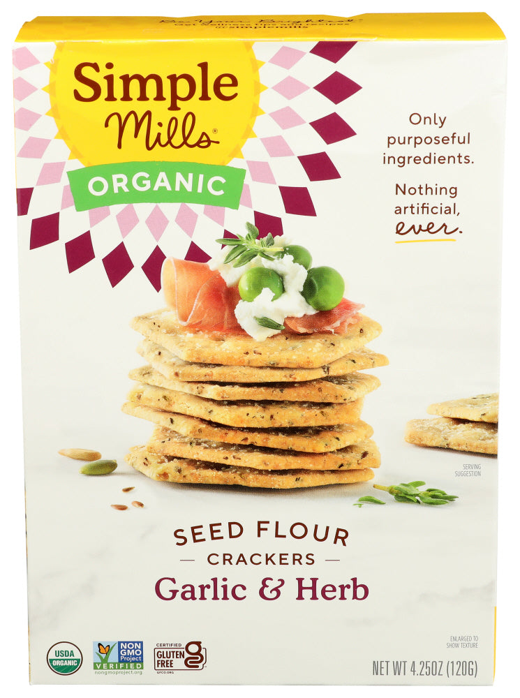 Simple Mills Seed Crackers – Garlic & Herb (4.25 oz / 120 g)
